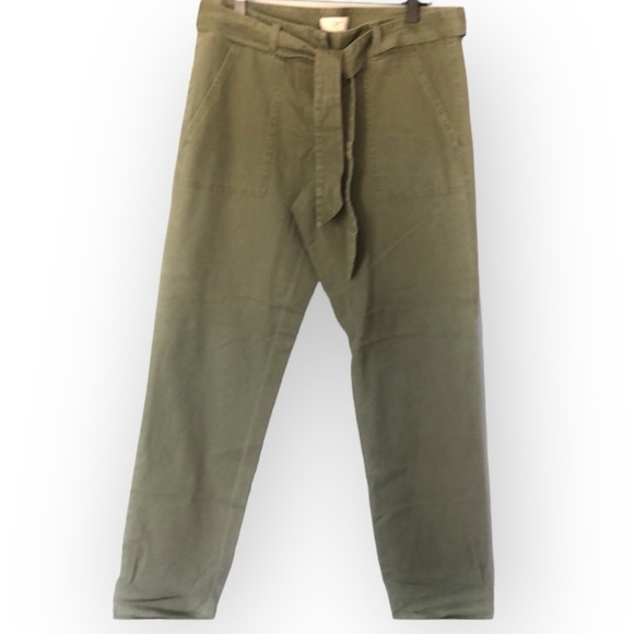 𝅺LOFT Cargo Pants Army Green Size 2 Waist Tie Pockets - Picture 1 of 10